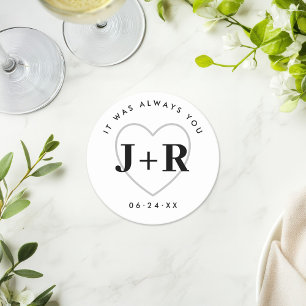 Dessous-de-verre Rond En Papier Initiales personnalisées Monogrammes de mariage av