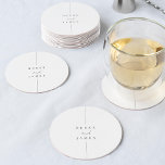 Dessous-de-verre Rond En Papier Inline | Mariage personnalisé minimaliste moderne<br><div class="desc">Un design mariage minimaliste et très élégant,  avec vos noms en lettres classiques,  et des lettres manuscrites modernes.</div>