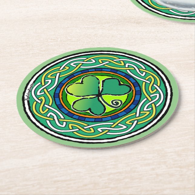 Dessous-de-verre Rond En Papier Irish shamrock (Incliné)