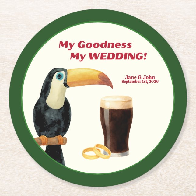 Dessous-de-verre Rond En Papier Irish Stout Wedding Favor Paper Coaster (Devant)