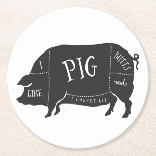 Dessous-de-verre Rond En Papier J'aime des bouts de porc et je ne peux pas me