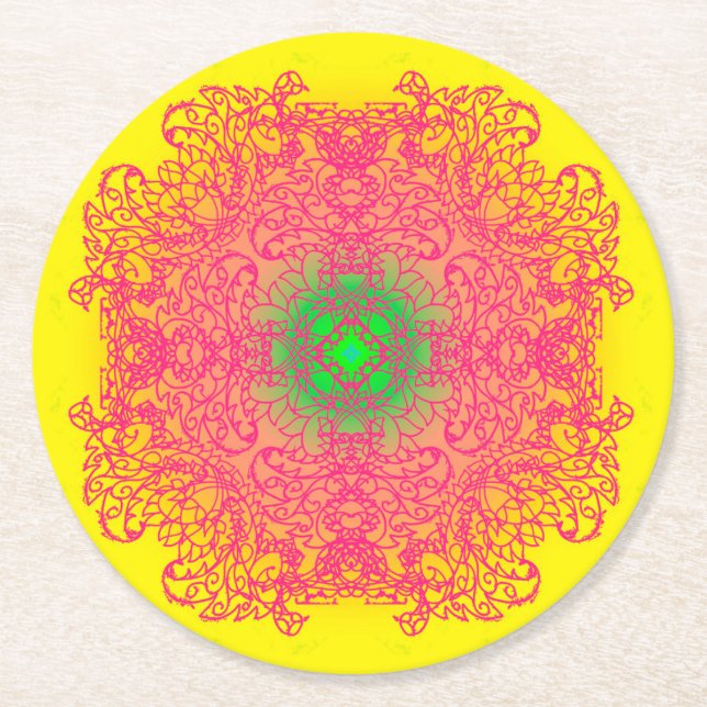 Dessous-de-verre Rond En Papier jaune (Devant)