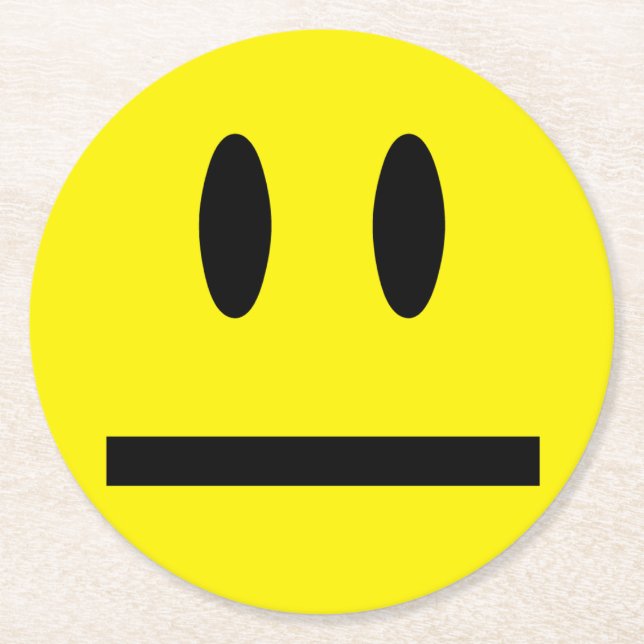 Dessous-de-verre Rond En Papier Jaune brillant et joyeux visage souriant (Devant)