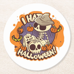 Dessous-de-verre Rond En Papier je déteste halloween