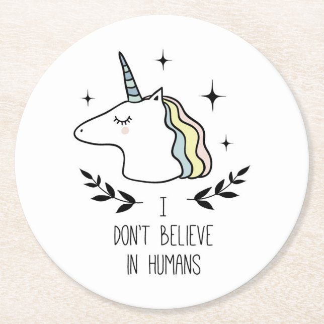 Dessous-de-verre Rond En Papier Je ne crois pas chez l'homme (Devant)