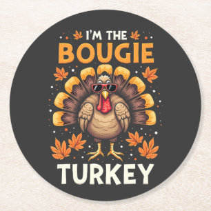 Dessous-de-verre Rond En Papier Je suis la Sassy de Thanksgiving de Bougie Turkey