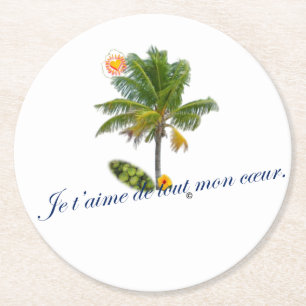 Dessous-de-verre Rond En Papier Je t'aime de tout mon cœur 
