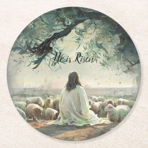 Dessous-de-verre Rond En Papier Jésus-Christ Pâques religieuses catholiques 