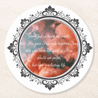 Dessous-de-verre Rond En Papier John 3:16 Dessous de verre de papier rond