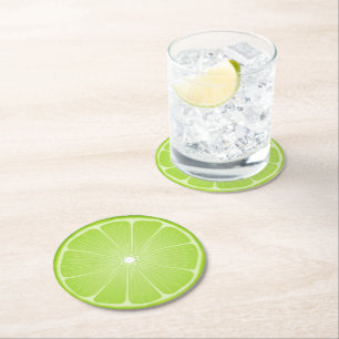 Dessous-de-verre Rond En Papier Joie d'été : Citron vert amusant
