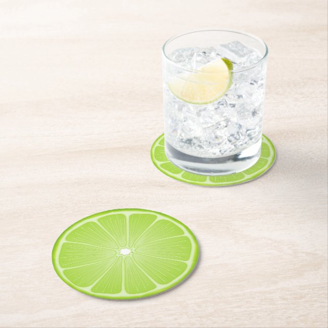 Dessous-de-verre Rond En Papier Joie d'été : Citron vert amusant (En situation)