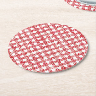 Dessous-de-verre Rond En Papier Joli blanc dentelle plaid vintage grille de la fer