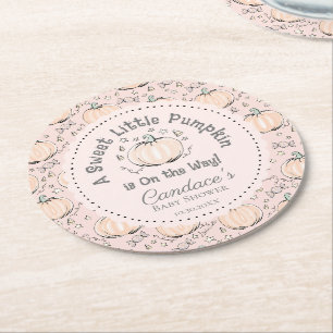 Dessous-de-verre Rond En Papier Joli Boho Blush Rose Petit Baby shower Citrouille