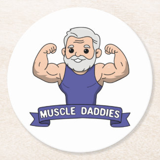 Dessous-de-verre Rond En Papier Joli Kawaii Muscle Daddy Barbu Bodybuilder
