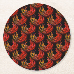 Dessous-de-verre Rond En Papier Joli motif d'art abstrait bohème élégant moderne #