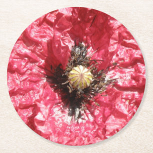 Dessous-de-verre Rond En Papier Joli Rouge Poppy Flower Dessous de verre en papier