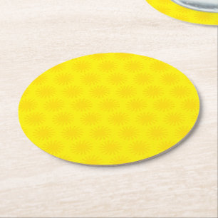 Dessous-de-verre Rond En Papier Joli soleil jaune motif heureux fun lumineux moder