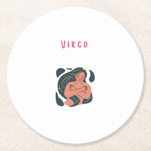 Dessous-de-verre Rond En Papier Joli Vierge, zodiaque, impression signe du zodiaqu