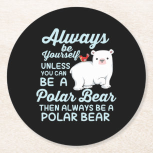 Dessous-de-verre Rond En Papier Jolie Ice Porte Un Ours Polaire Lover