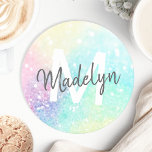 Dessous-de-verre Rond En Papier Jolie Parties scintillant Holographique Iridescent<br><div class="desc">Une arrière - plan bokeh chic branchée aux belles couleurs pastel. Vous pouvez facilement personnaliser avec votre monogramme et/ou nom personnalisé.</div>