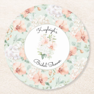 Dessous-de-verre Rond En Papier  Jolis Fleurs de Pêcher Menthe Orchidée Lavage de 
