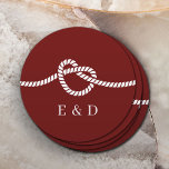 Dessous-de-verre Rond En Papier Jouer la corde de noeud Mariage rouge du coeur<br><div class="desc">Tying the Knot corde Dessous de verre de papier Mariage rouge coeur.</div>