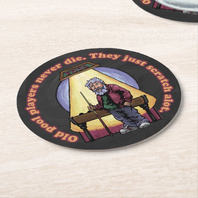 Dessous-de-verre Rond En Papier Joueurs de la vieille piscine (Incliné)