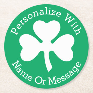 Dessous-de-verre Rond En Papier Jour de la Saint Patrick PERSONNALISÉ de shamrock