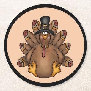 Dessous-de-verre Rond En Papier Jour férié de Thanksgiving Turkey