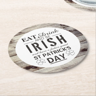 Dessous-de-verre Rond En Papier Journée vintage de la St Patrick en bois irlandais