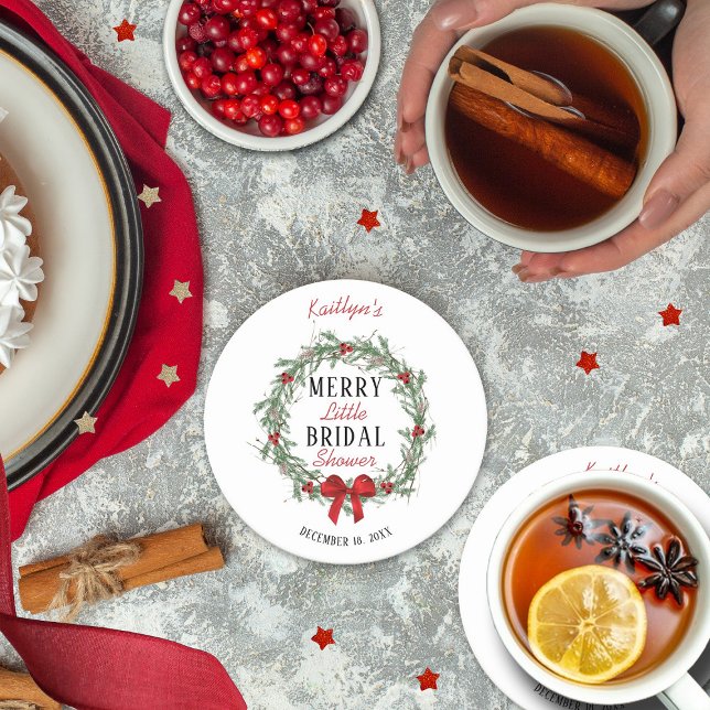 Dessous-de-verre Rond En Papier Joyeuse Petite Noce de Noël (Créateur téléchargé)