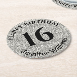 Dessous-de-verre Rond En Papier Joyeux anniversaire Personnalisé Nom Age Année P