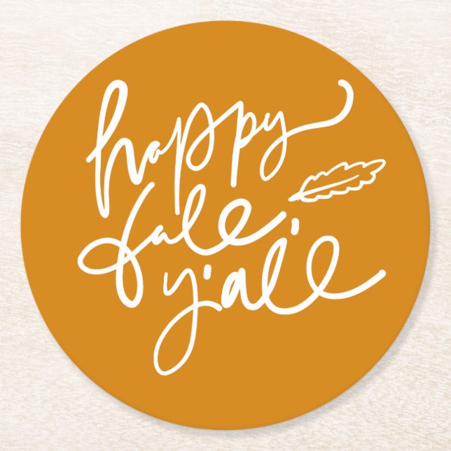 Dessous-de-verre Rond En Papier Joyeux automne Y'all (Devant)