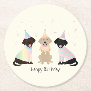Dessous-de-verre Rond En Papier Joyeux Chiens du Labrador Retriever