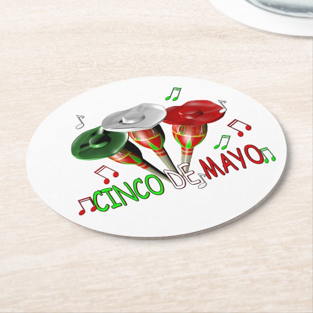 Dessous-de-verre Rond En Papier Joyeux Cinco de Mayo (Incliné)