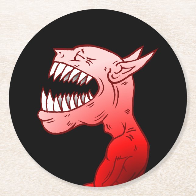 Dessous-de-verre Rond En Papier Joyeux Halloween Ghoul (Devant)