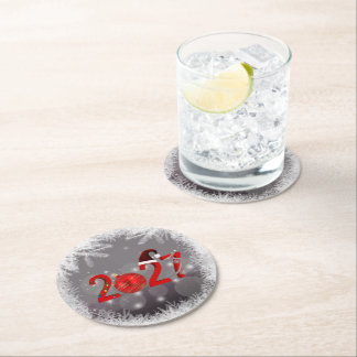 Dessous-de-verre Rond En Papier Joyeux Noël Rouge Nouvel An 2027