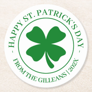 Dessous-de-verre Rond En Papier Joyeux St. patrick jour vert famille Shamrock