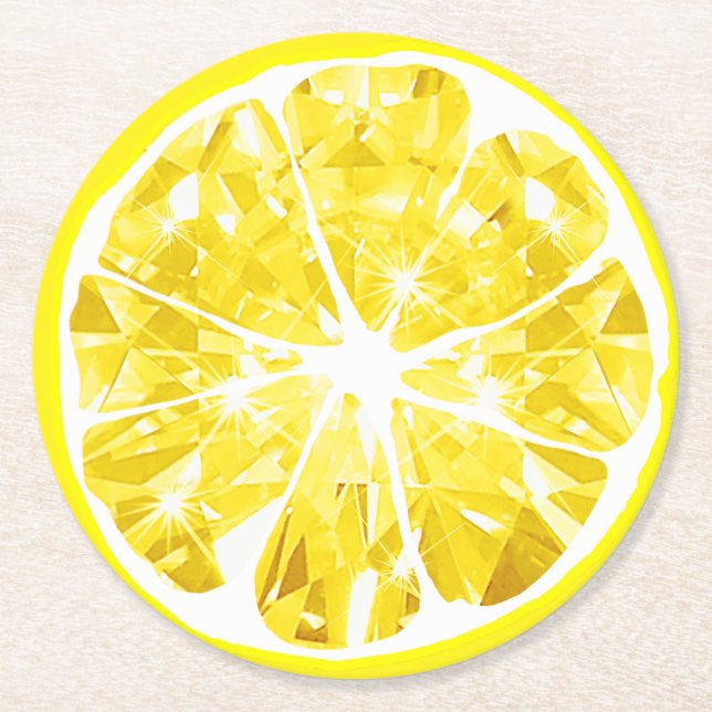 Dessous-de-verre Rond En Papier Juicy Gem Florida Lemon Slice Citrus Party (Devant)