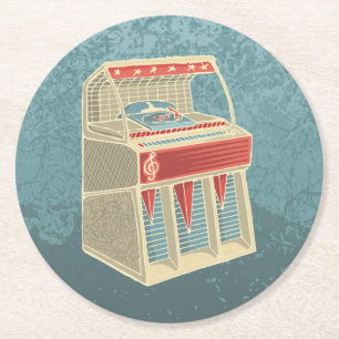 Dessous-de-verre Rond En Papier Juke-box Grunge