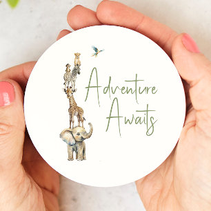 Dessous-de-verre Rond En Papier Jungle Safari Animaux Aventure Attend Baby shower