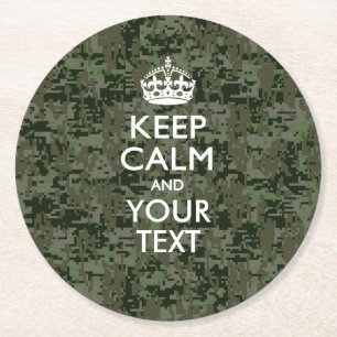 Dessous-de-verre Rond En Papier KEEP CALM PERSONNALISÉ ET VOTRE Camo Numérique De