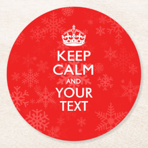 Dessous-de-verre Rond En Papier KEEP CALM personnalisé et votre sur rouge
