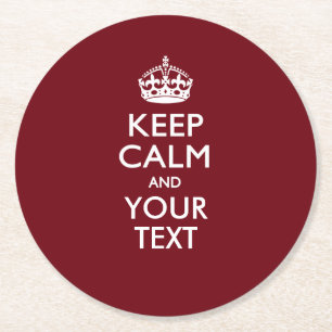 Dessous-de-verre Rond En Papier KEEP CALM personnalisé et votre texte pour la Bour