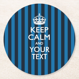 Dessous-de-verre Rond En Papier KEEP CALM personnalisé et votre texte pour Sky Blu