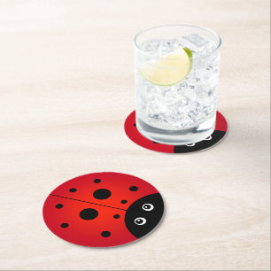 Dessous-de-verre Rond En Papier KiniArt Coccinelle