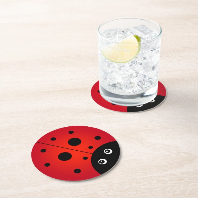 Dessous-de-verre Rond En Papier KiniArt Ladybug (En situation)