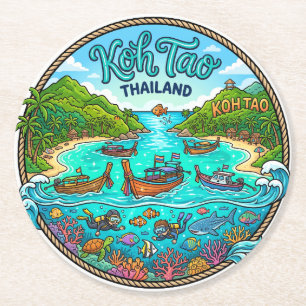 Dessous-de-verre Rond En Papier Koh Tao Thaïlande