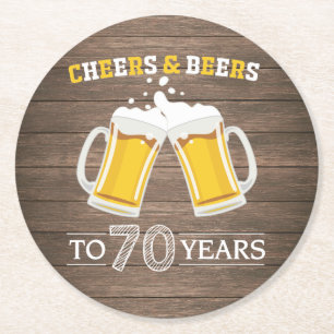Dessous-de-verre Rond En Papier La bière et la bière rustiques à 70 ans