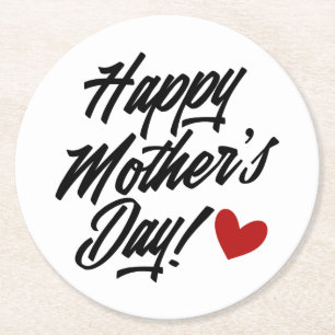 Dessous-de-verre Rond En Papier La calligraphie de la Journée des mères des plus